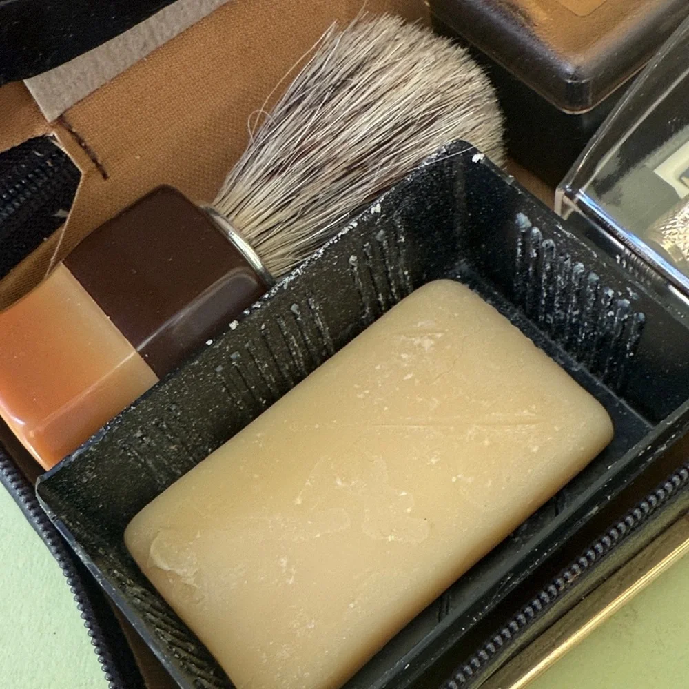 New vintage Men's Grooming Kit with Black and Gold Accents